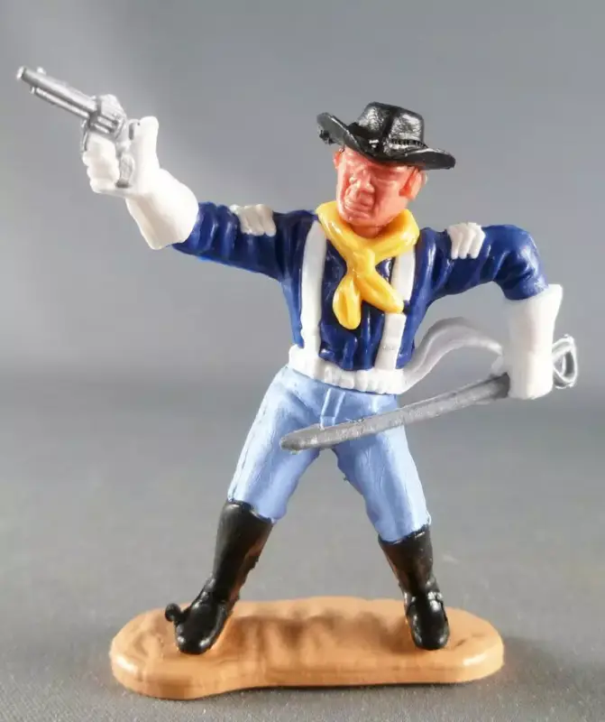 Seulement Aujourd'hui Timpo - Us cavalerie (Nordiste) 3ème série (gants blancs) - Piéton sergent révolver & sabre (bleu moyen) (chapeau noir - roux)