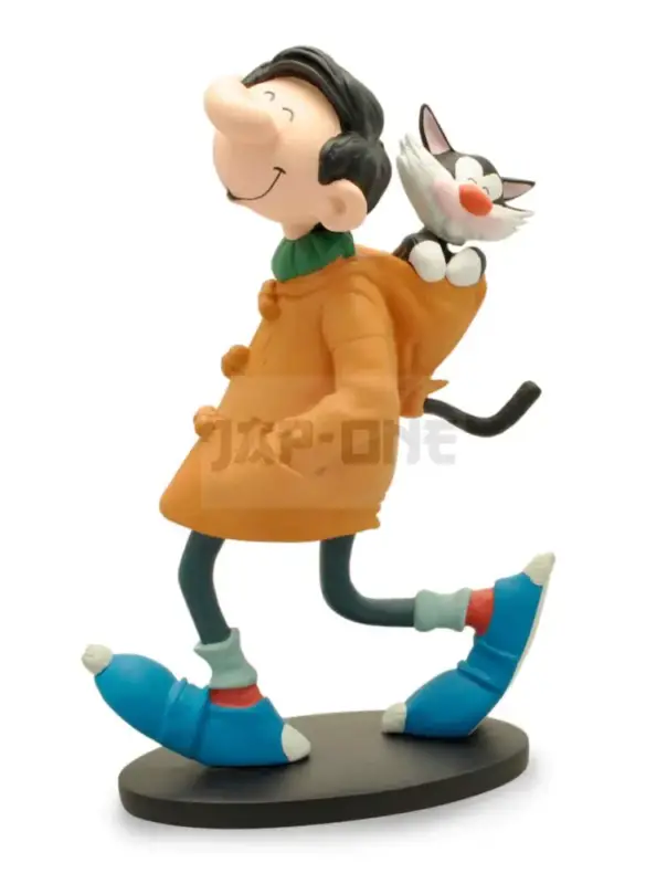 Gaston Con Abrigo Y Gato Estatua 25 Cm Resina Gaston El Gafe Offre Spéciale