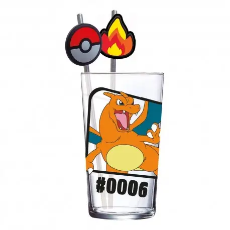 Jusqu'à Épuisement Des Stocks Verre Tumbler Pokémon avec pailles Glurak 480 ml